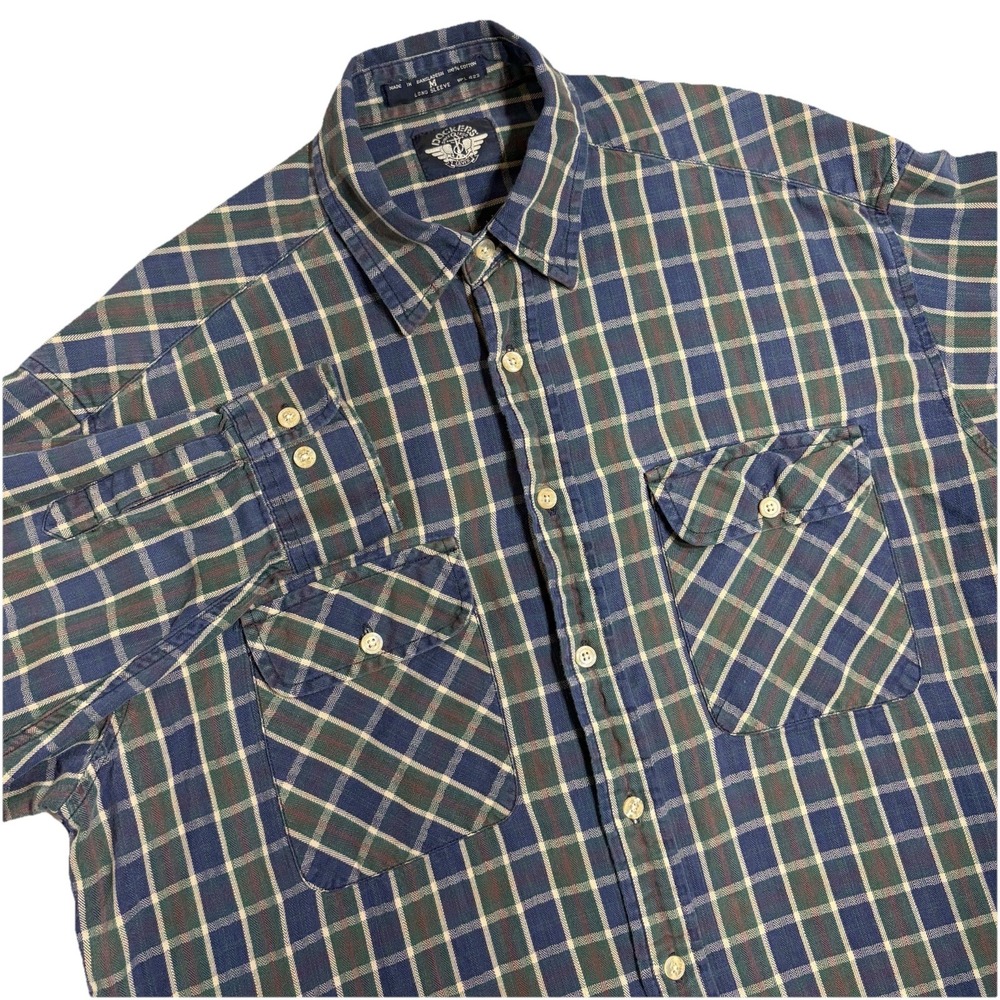 Vintage 90s Dockers X Levi's Flannel Shirt Mens Medium Grunge Work Plaid Cotton‎